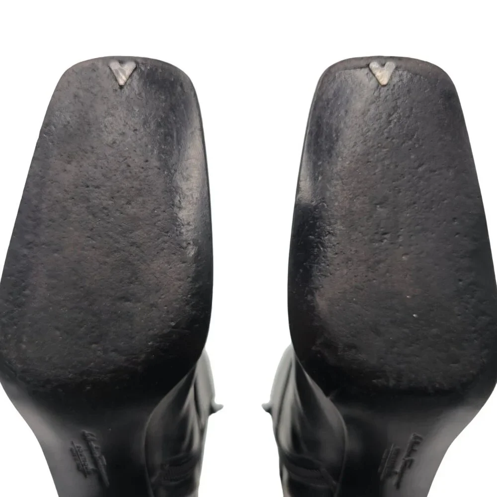 Ferragamo Italy Womens 8.5 4A Narrow Black Leather Dress Shoes Zip Ankle Boots - Picture 12 of 12